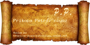 Prikopa Petróniusz névjegykártya